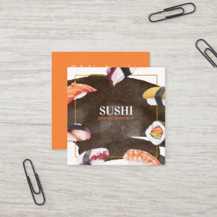 Sushi Japanska Food Affärskort Fyrkantigt Visitkort