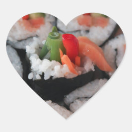 Sushi Japanska Restaurant Sauce Hjärtformat Klistermärke
