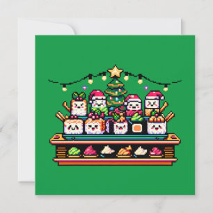 Sushi-julen Firande - Festive 8-bitars design Inbjudningar