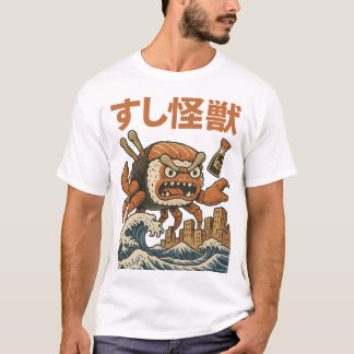 Sushi Kaiju Monster - Japansk Retro Art T Shirt