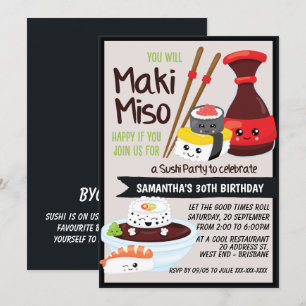 Sushi Kalas Kawaii Inbjudan