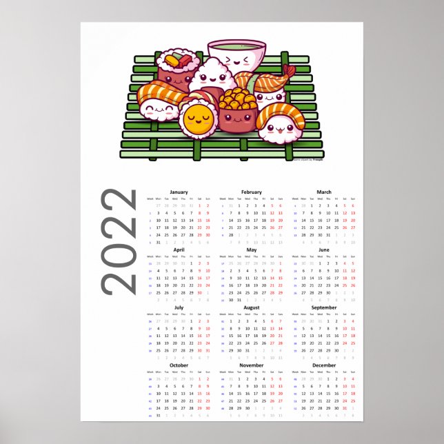 Sushi-kalender 2022 Poster (Framsidan)