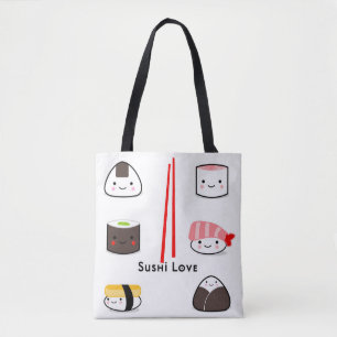 Sushi kärlek shoppar i säcken tygkasse