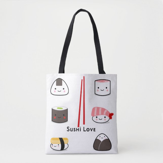 Sushi kärlek shoppar i säcken tygkasse (Framsida)