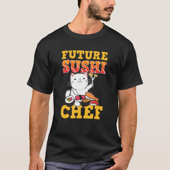 Sushi Katt Framtida Sushi Chef T Shirt (Framsida)