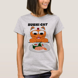Sushi Katt Ginger Kitty Humoristisk T Shirt