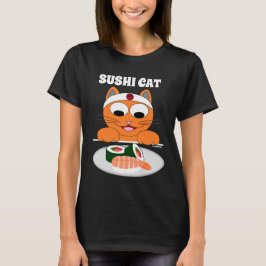 SUSHI KATT Ginger Kitty med Sushi Roligt T Shirt