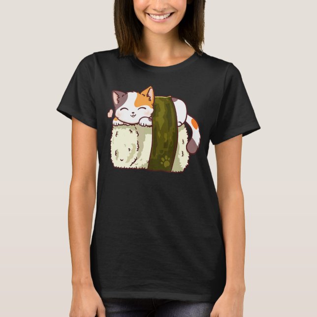Sushi Katt   Neko Japansk T Shirt (Framsida)