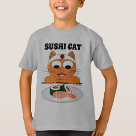 SUSHI KATT Tecknad katt med sushi Rolig T Shirt