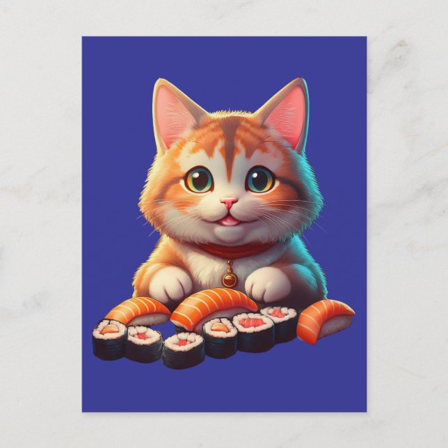 Sushi Katt Vykort (Framsida)