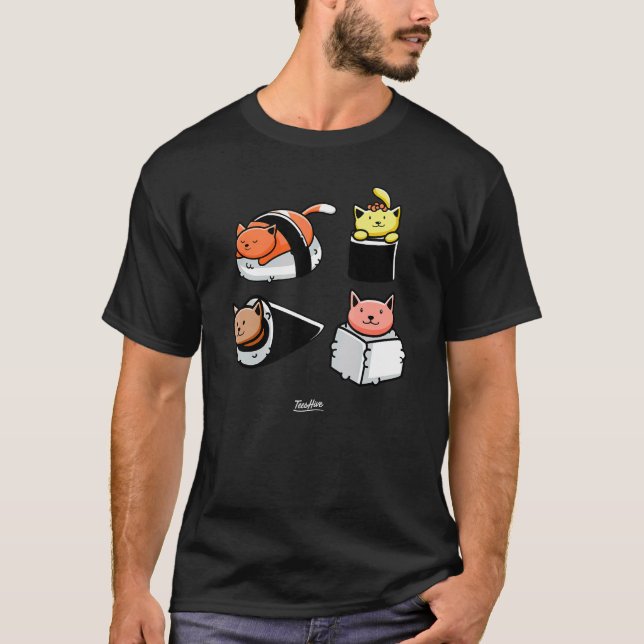 Sushi Katter T Shirt (Framsida)