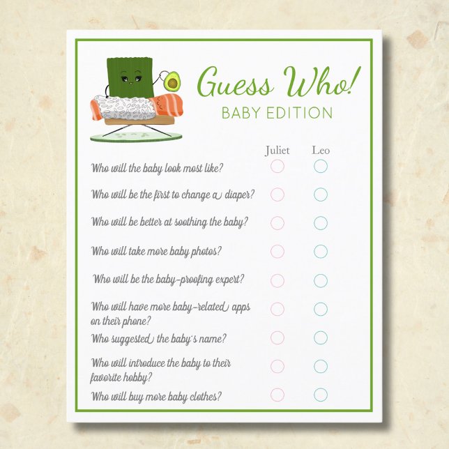 Sushi Kawaii Baby gissar vem Baby Flygblad (Skapare uppladdad)