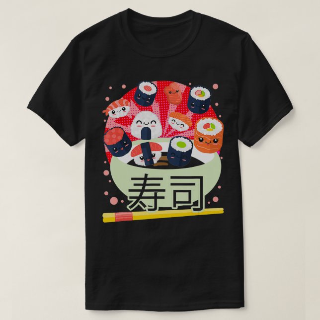 Sushi Kawaii Cute Japan Food Japan Anime Manga T Shirt (Design framsida)