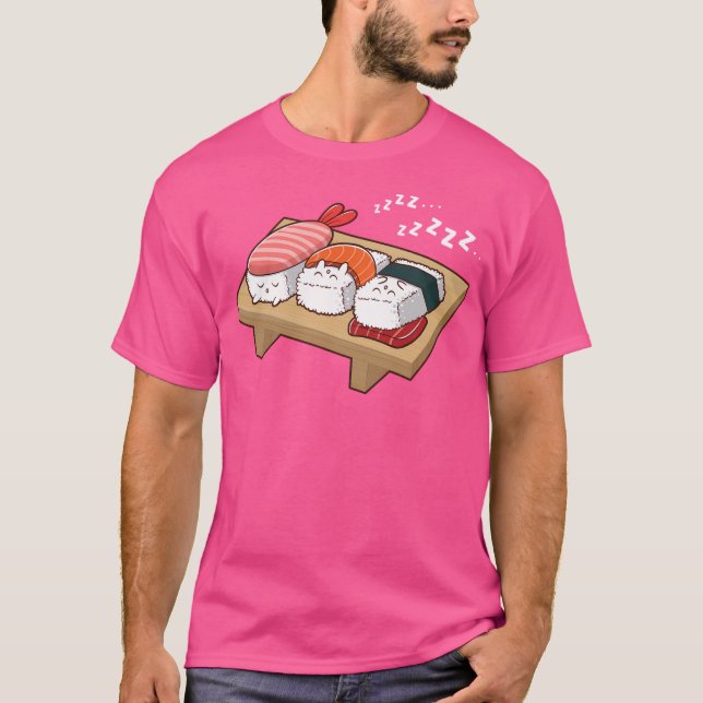 Sushi Kawaii Sleeping T Shirt (Framsida)