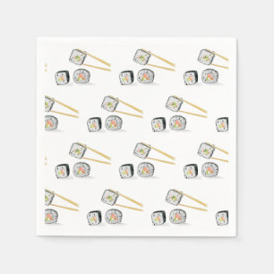 Sushi Laxrullar med ätpinnar Illustration Pappersservett