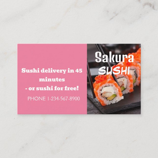 Sushi-leveransrabatt Erbjudande Visitkort (Framsida)