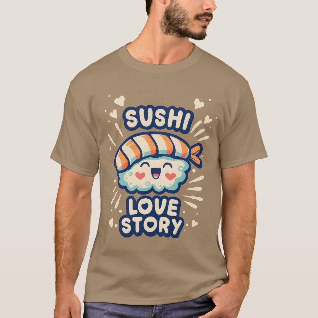 Sushi Love Story retro T Shirt (Framsida)