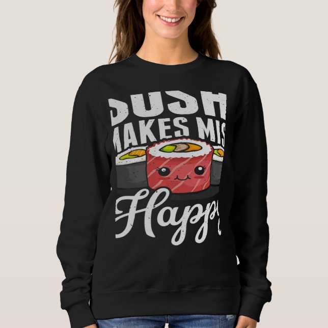Sushi Makes Miso Happy Japanese Food Japan Sushi   T Shirt (Framsida)