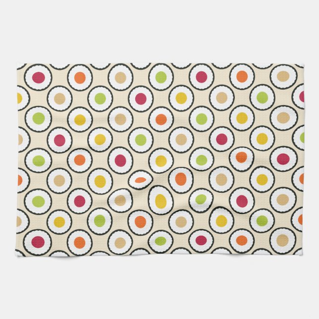 Sushi Maki Polka dots Kökshandduk (Horisontell)