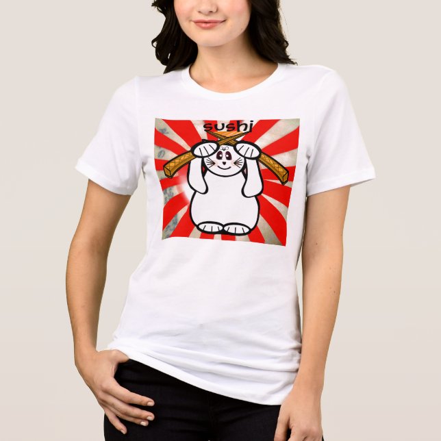 Sushi Maneki Neko Shirt T-shirt (Framsida)