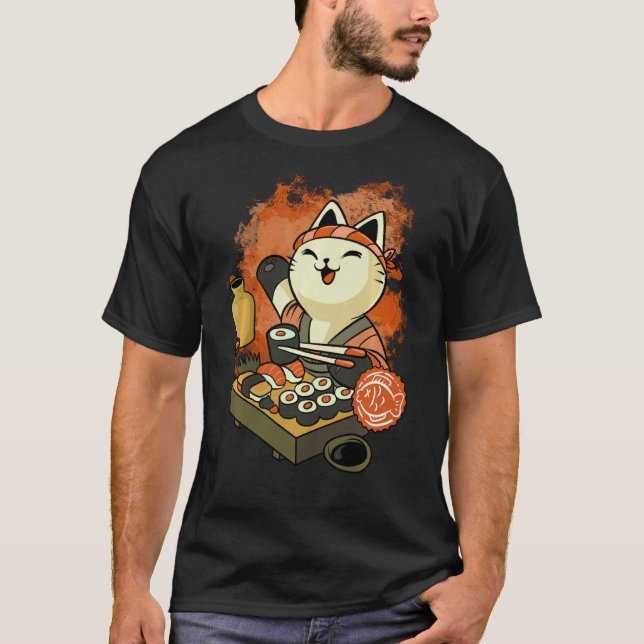 Sushi Master Cat Sweatshirt T Shirt (Framsida)