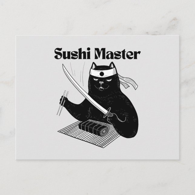 sushi master, sushi cat vykort (Framsida)