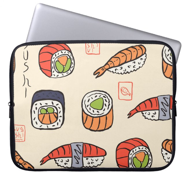 Sushi-mat, sömlös utformning av mönster. laptop fodral (Framsidan)