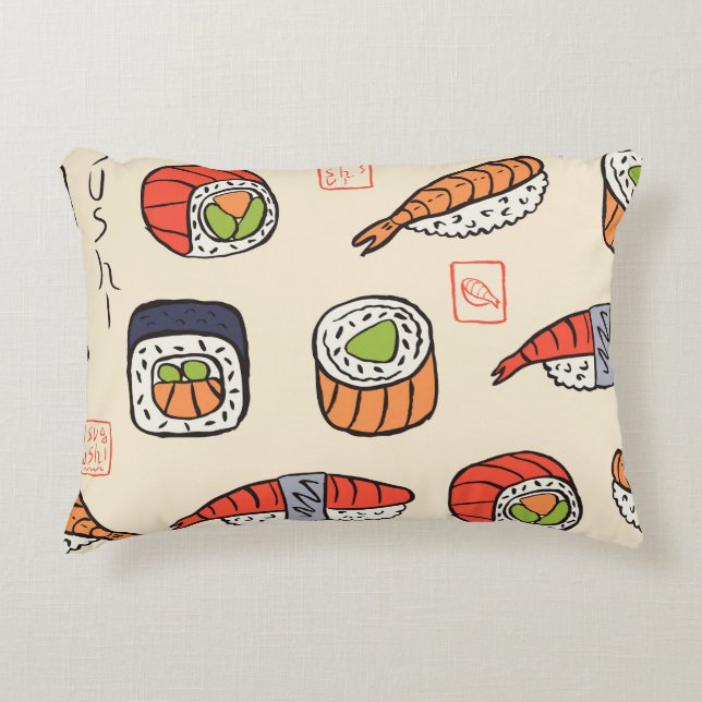 Sushi-mat, sömlös utformning av mönster. prydnadskudde (Framsidan)