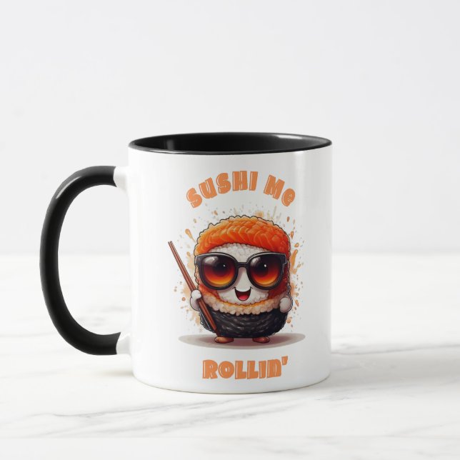 Sushi Me Rollin" - Funny Kawaii Sushi T-Shirt Mugg (Vänster)