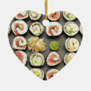 Sushi med Wasabi och ingefära Julgransprydnad Keramik