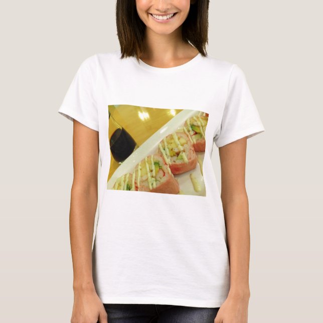 Sushi Middag Fisk Ris Hälsosam Kost T-shirt (Framsida)