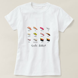 Sushi missbrukare slogan söt japansk mat t shirt