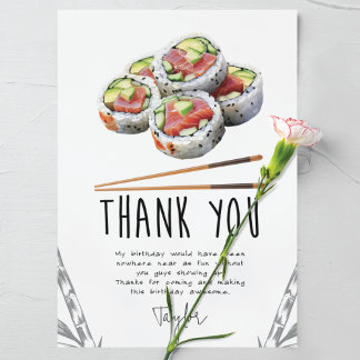 Sushi Modern Vuxen Birthday Tack Kort