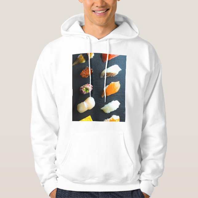 Sushi Museum on a Blackboard | Modern Japanese Sty Hoodie (Framsida)
