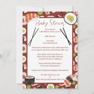 Sushi Neutralt Baby Shower Inbjudningar