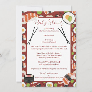 Sushi Neutralt Baby Shower Inbjudningar
