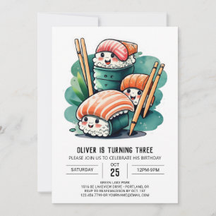 Sushi Night Printable Birthday Inbjudningar