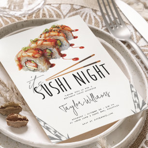 Sushi Night Vuxen Födelsedagsfest Inbjudningar