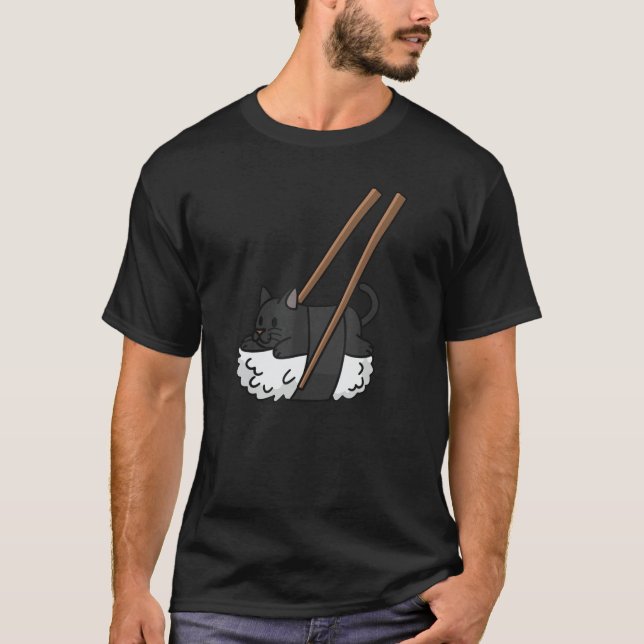 Sushi Nigiri Black Cat Pet T Shirt (Framsida)