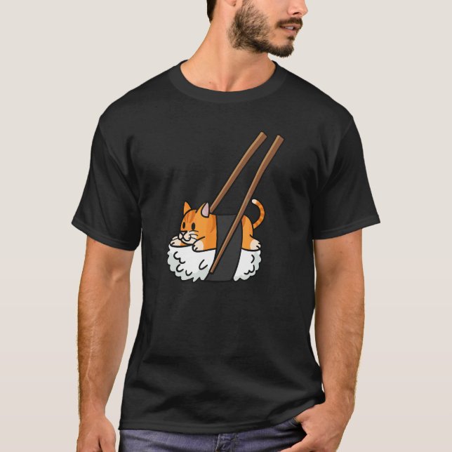 Sushi Nigiri Ginger Katt Husdjur T Shirt (Framsida)