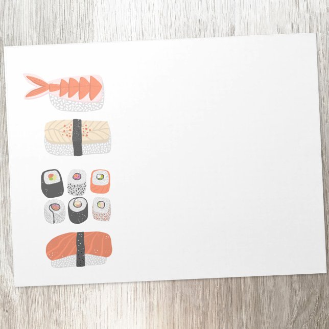 Sushi Nigiri Maki Roll Japansk Food Art Anteckningsblock (Japanese sushi fun food art notepad)