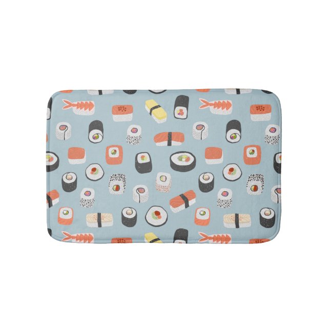 Sushi Nigiri Maki Roll Mönster Badrumsmatta (Framsidan)