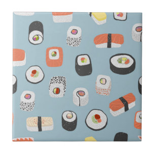 Sushi Nigiri Maki Roll Mönster Ceramic Tile Kakelplatta