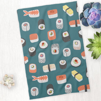 Sushi Nigiri Maki Roll Mönster Kökshandduk