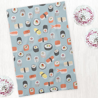 Sushi Nigiri Maki Roll Mönster Kökshandduk