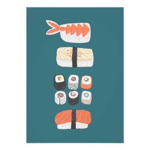 Sushi Nigiri Maki Roll Photo Print Fototryck