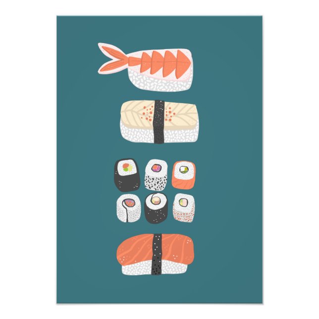 Sushi Nigiri Maki Roll Photo Print Fototryck (Framsidan)