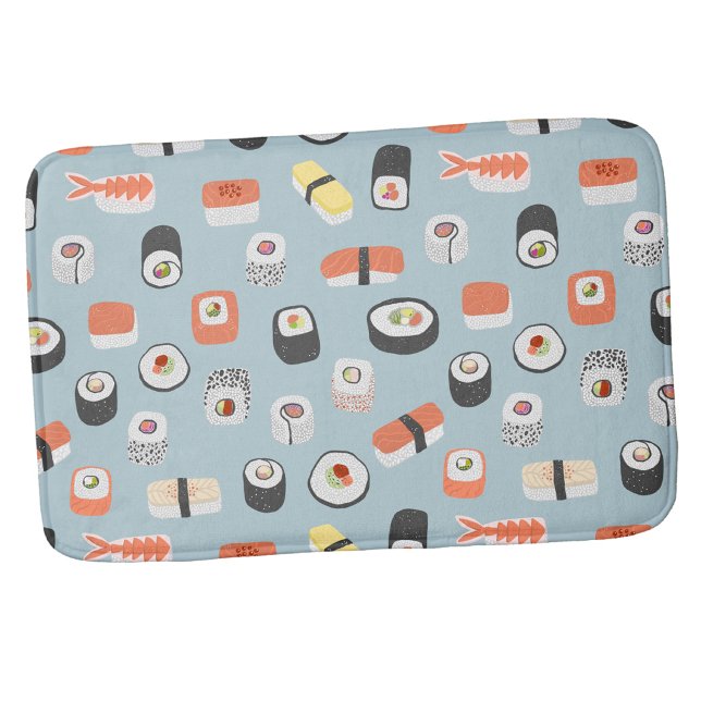 Sushi Nigiri Maki Rullmönster Badrumsmatta (Fun Japanese sushi food art bath mat)