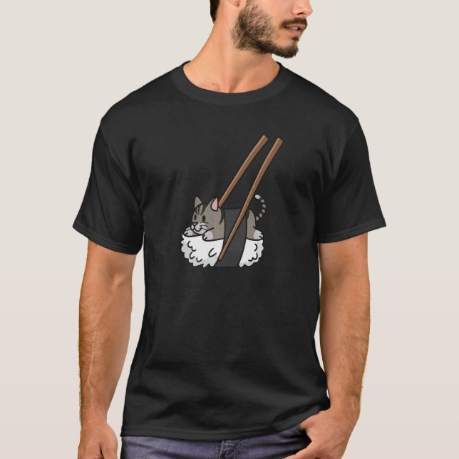 Sushi Nigiri Tabby katt Pet T Shirt (Framsida)