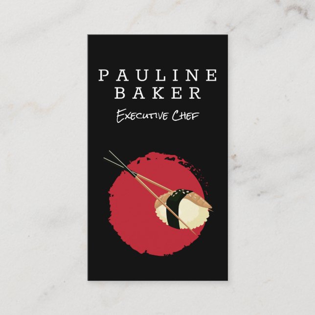 Sushi- och Chopsticks-Logotyp Visitkort (Framsida)